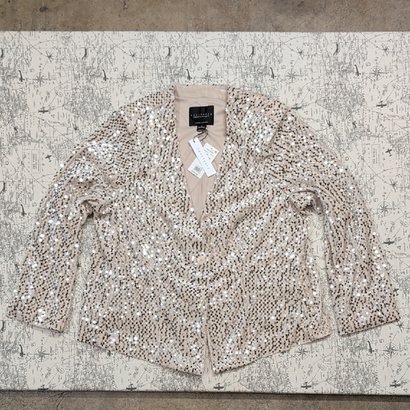 NWT Plus Size Sanctuary Charmed Champagne Velvet Blazer With Sequins Size 1X - Picture 1 of 10